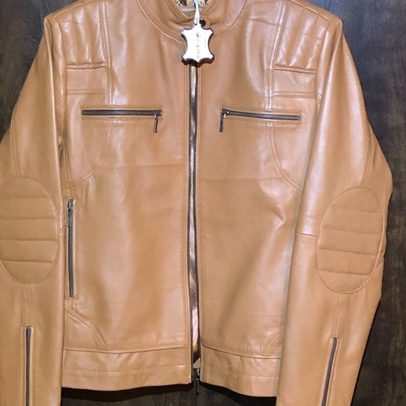 Alishbah Women's Leather Jacket Bomber Biker Genuine Lambskin Leather Large - Picture 1 of 4